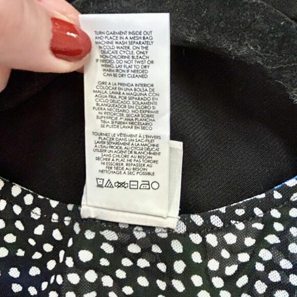 CAbi 6148 Celebrate Short Sleeve Dress Blue Green Floral Polka Dot, Medium - Picture 5 of 8